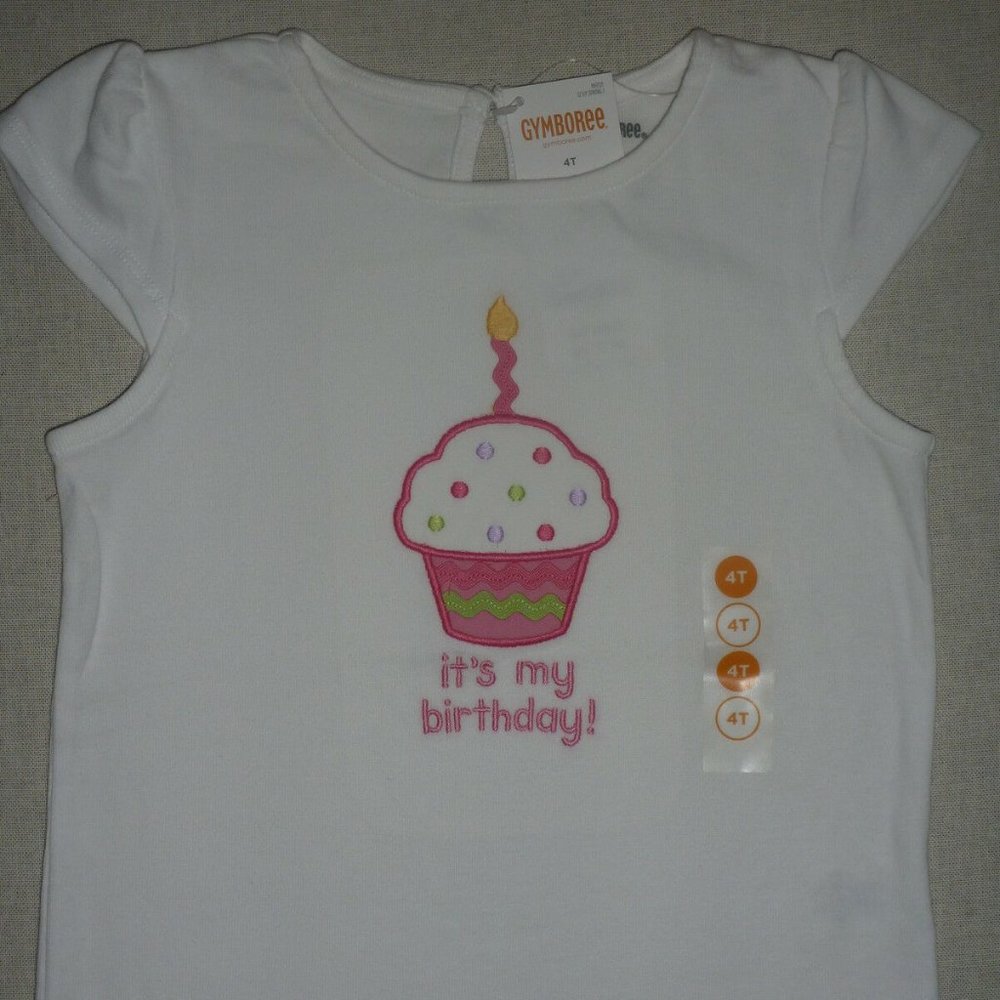GIRLS BIRTHDAY SHIRT White  GYMBOREE 2T 3T 4T 5T CUPCAKE